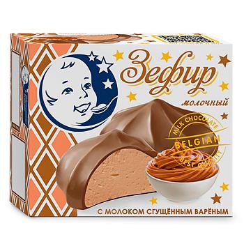 Зефир Первый шоколатье молочный с молоком сгущенным вареным в молочном бельгийском шоколаде 60 гр., картон