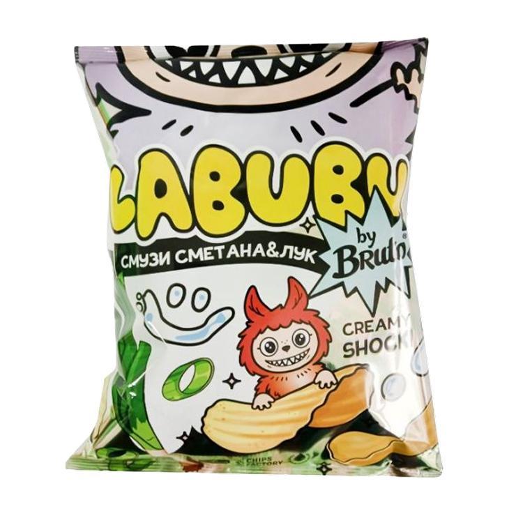 Чипсы Bruto LABUBU рифленые смузи сметана лук 75 гр., флоу-пак
