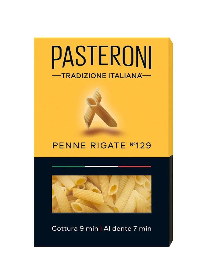 Макаронные изделия Pasteroni Penne Rigate №129 перья рифлёные 400 гр., картон