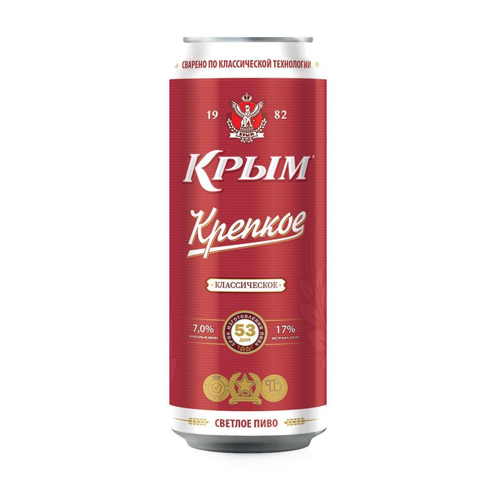 Пиво Крым Крепкое светлое фильтрованное пастеризованное 7% 450 мл., ж/б