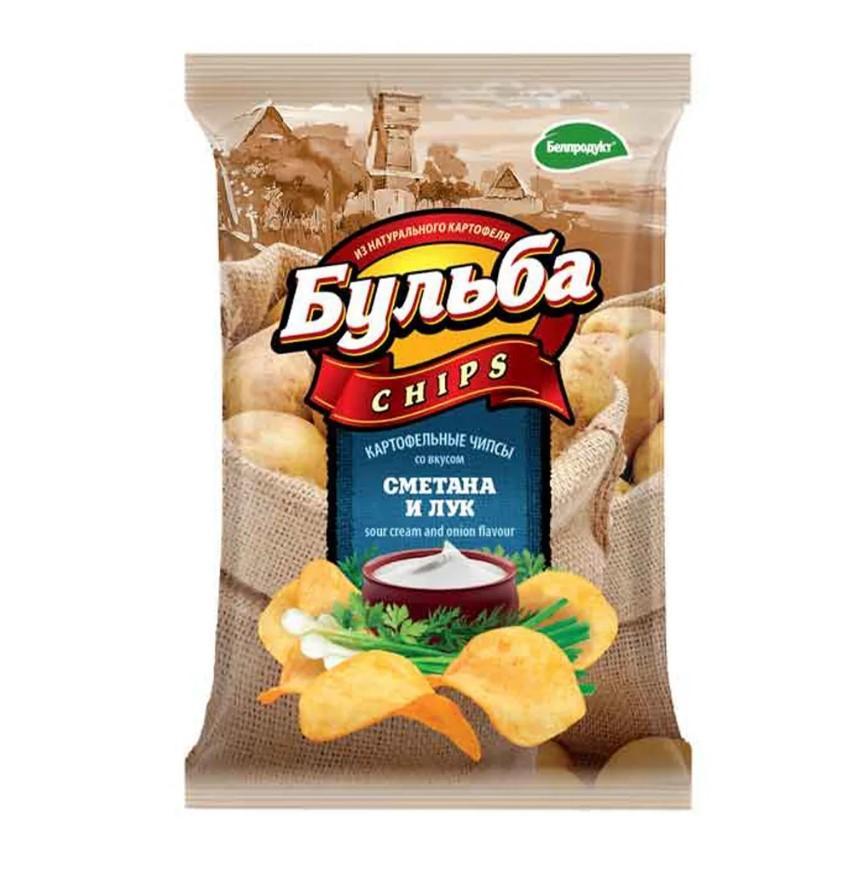 Чипсы Бульба chips сметана и лук 150 гр., флоу-пак