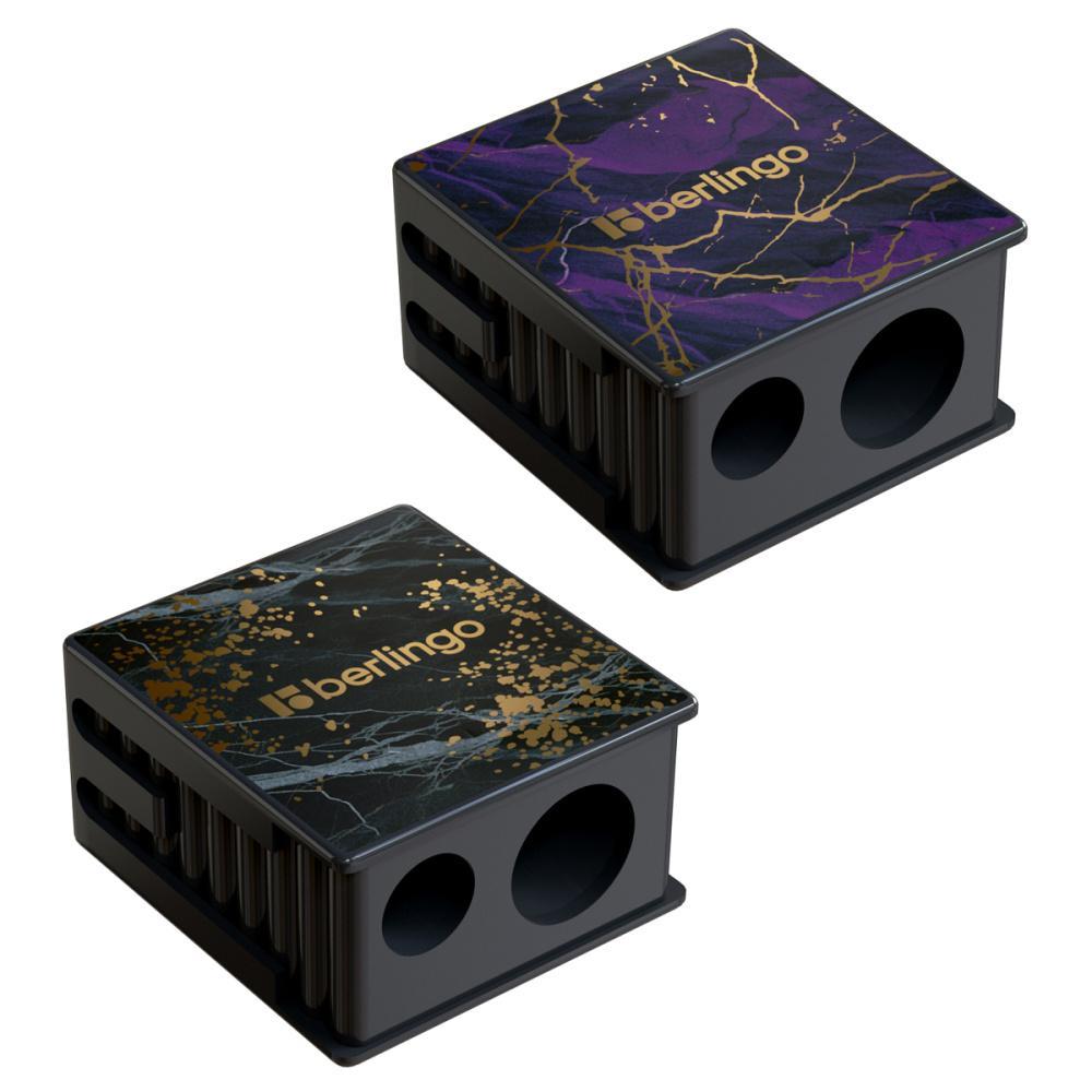 Точилка пластиковая Berlingo Golden Shade с контейнером 2 отверстия ассорти, пакет