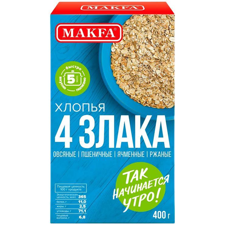 Хлопья Makfa 4 злака 400 гр., флоу-пак
