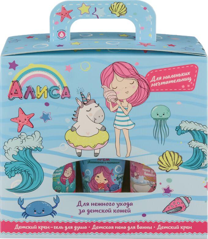 Подарочный набор Алиса Детский крем-гель для душа пена для ванн и детский крем 530 мл., картон