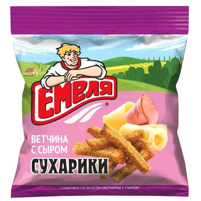 Сухарики Емеля со вкусом ветчины с сыром 40 гр., флоу-пак