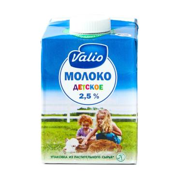Молоко Valio питьевое ультрапастеризованное с 3 лет 2,5%, 500 мл., пюр-пак