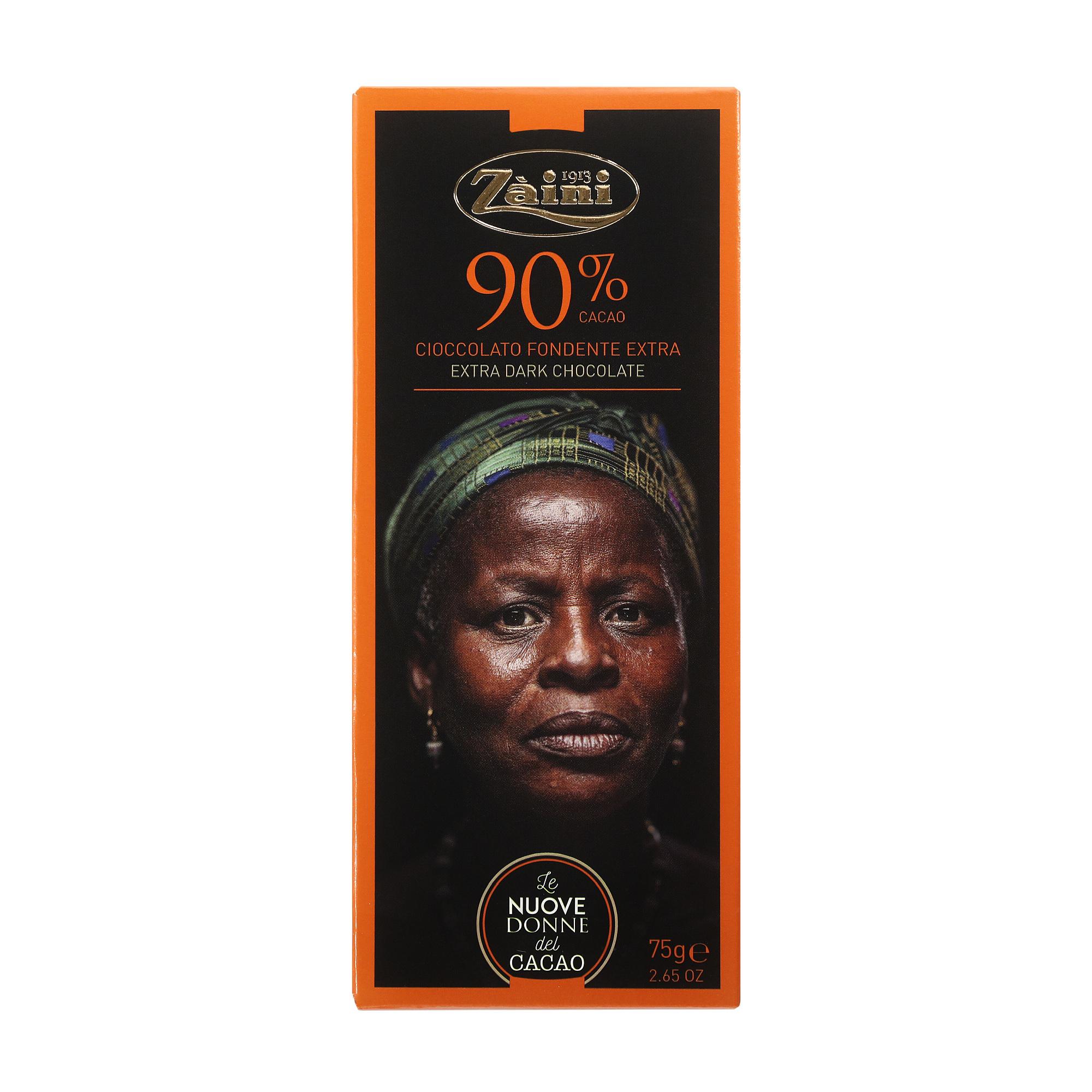 Шоколад Zaini Women of cocoa темный шоколад 90% 75 гр., картон