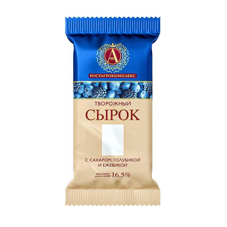Сырок творожный Ростагроэкспорт голубика ежевика 16,5% 90 гр., флоу-пак