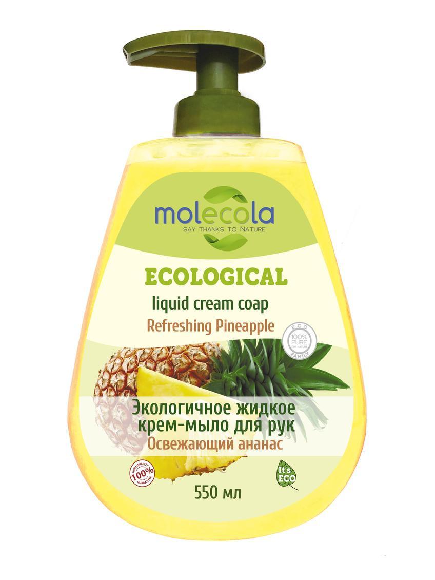 Мыло экологичное жидкое, Molecola Освежающий ананас, 500 мл., пластиковый флакон с дозатором