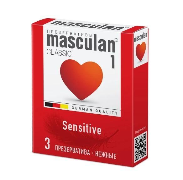 Презервативы Masculan 1 Classic Sensitive plus нежные 3 шт., картон