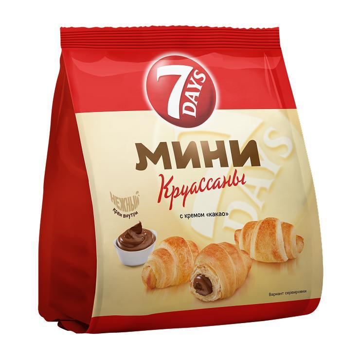 Круассаны 7 Days мини c кремом какао 123 гр., флоу-пак