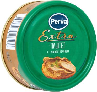 Паштет Perva Extra с гусиной печенью, 100 гр., ж/б