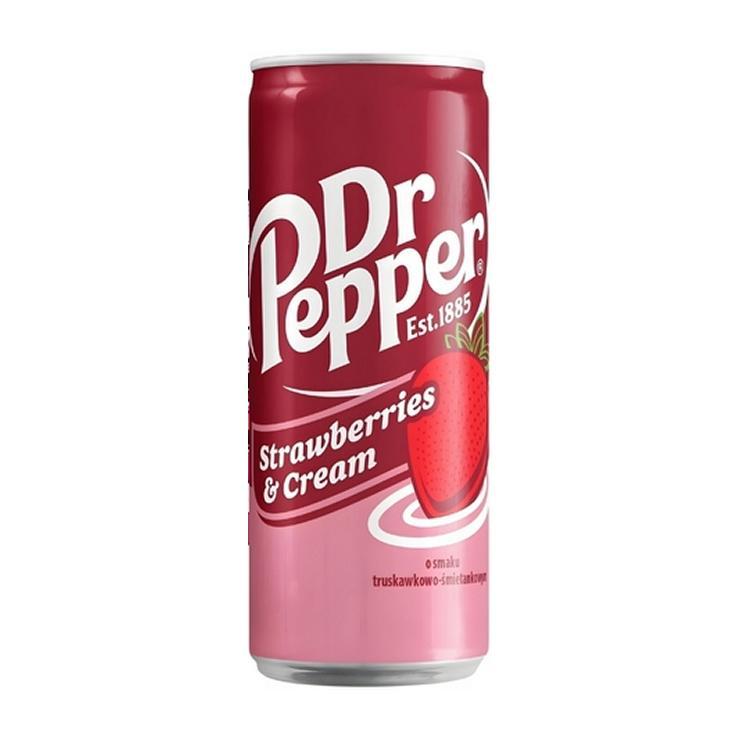 Напиток газированный Dr. Pepper Strawberries & Cream Slim Польша 330 мл., ж/б