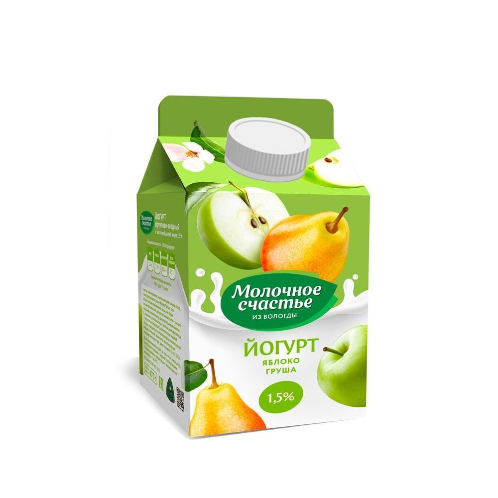 Йогурт ВМК Молочное счастье Яблоко-груша 1,5% 470 гр., тетра-пак