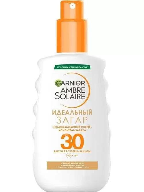 Солнцезащитный спрей Garnier Ambre Solaire Идеальный Загар SPF 30 150 мл., ПЭТ