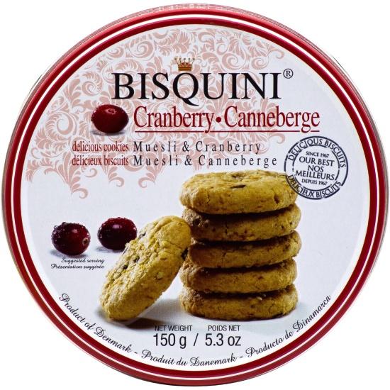 Печенье Bisquini с мюсли и клюквой 150 гр., ж/б