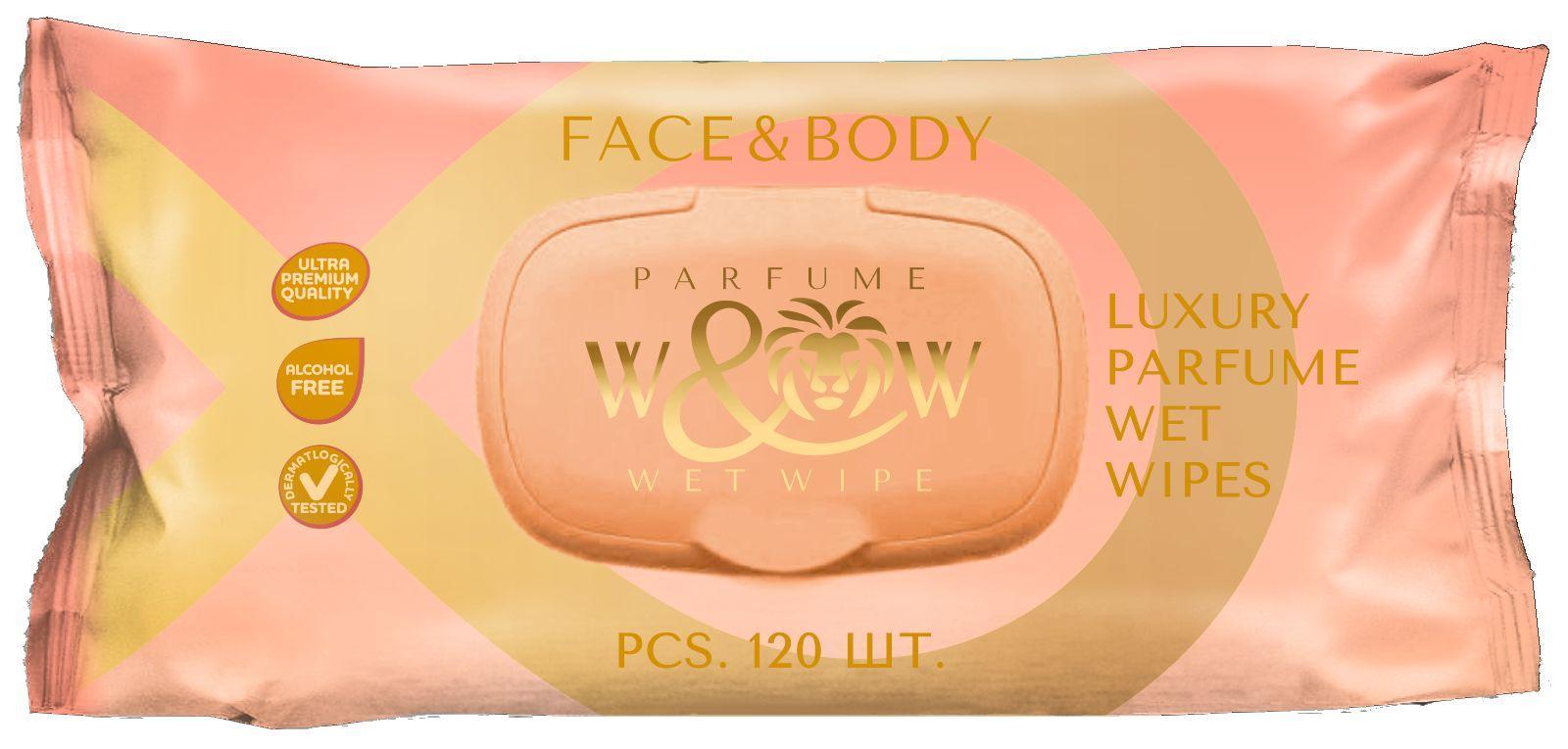 Салфетки влажные W&W FACE&BODY 120 шт., флоу-пак