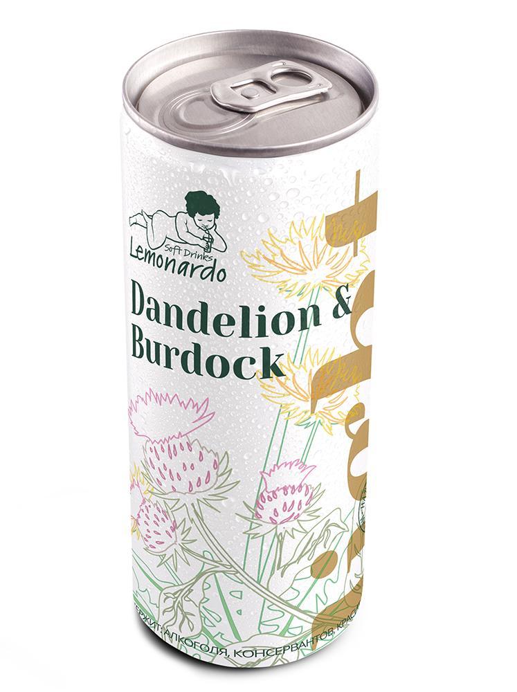 Лимонад Lemonardo Dandelion & Burdock Light Одуванчик и Лопух натуральный со стевией 330 мл., ж/б