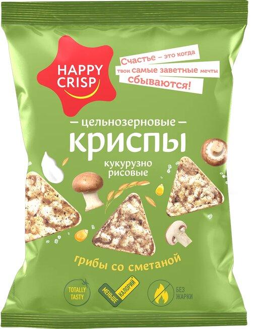 Криспы цельнозерновые Happy Crisp Грибы со сметаной 50 гр., флоу-пак