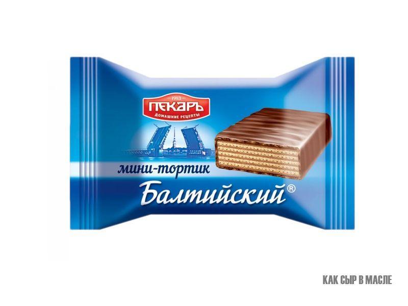 Торт мини Пекарь Балтийский вафельный глазированный 1 кг., флоу-пак