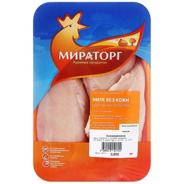 Филе Мираторг без кожи цыплёнка-бройлера с/м 850 гр., лоток
