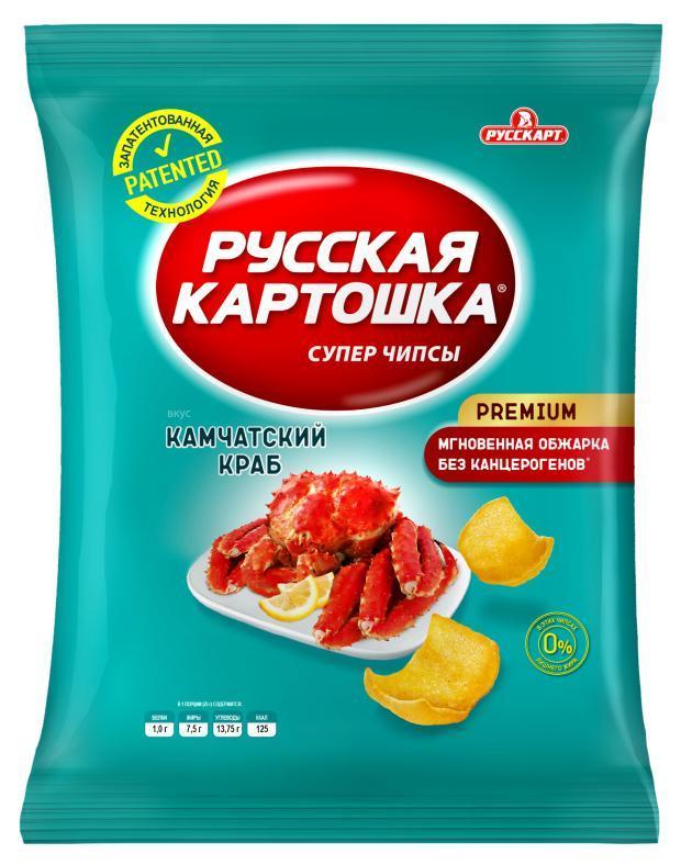 Чипсы Русская Картошка краб, 140 гр., флоу-пак