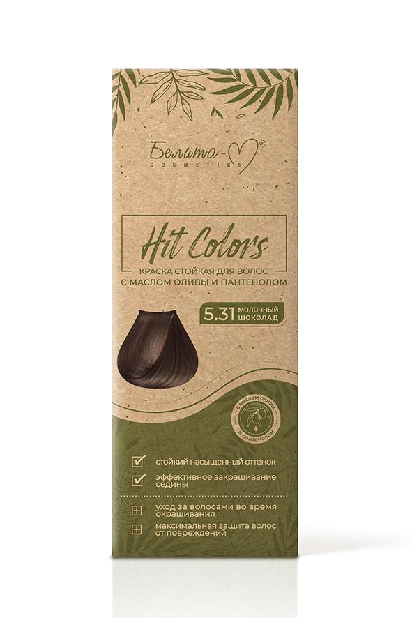 Краска для волос Белита-М Hit Colors Стойкая с маслом оливы и пантенолом тон 5.31 Молочный шоколад 150 гр., картон