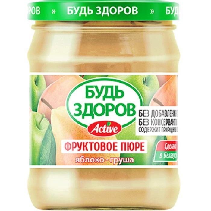 Пюре яблочно-грушевое Будь Здоров 450 гр., стекло