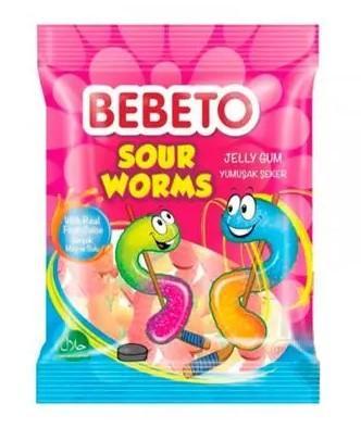 Мармелад жевательный Bebeto Sour Worms 70 гр., флоу-пак