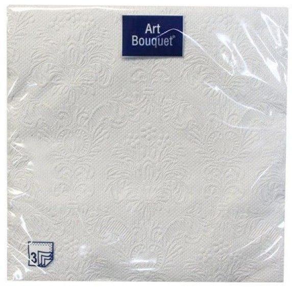 Салфетки бумажные Art Bouquet Барокко белый 3 слоя 33х33 см. 16 шт., пленка