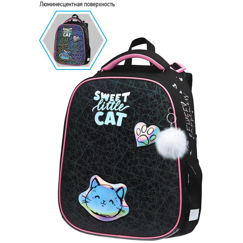 Ранец Berlingo Expert Neo Meow love 37*28*16см, люминесцентный, 2 отделения, анатомическая спинка