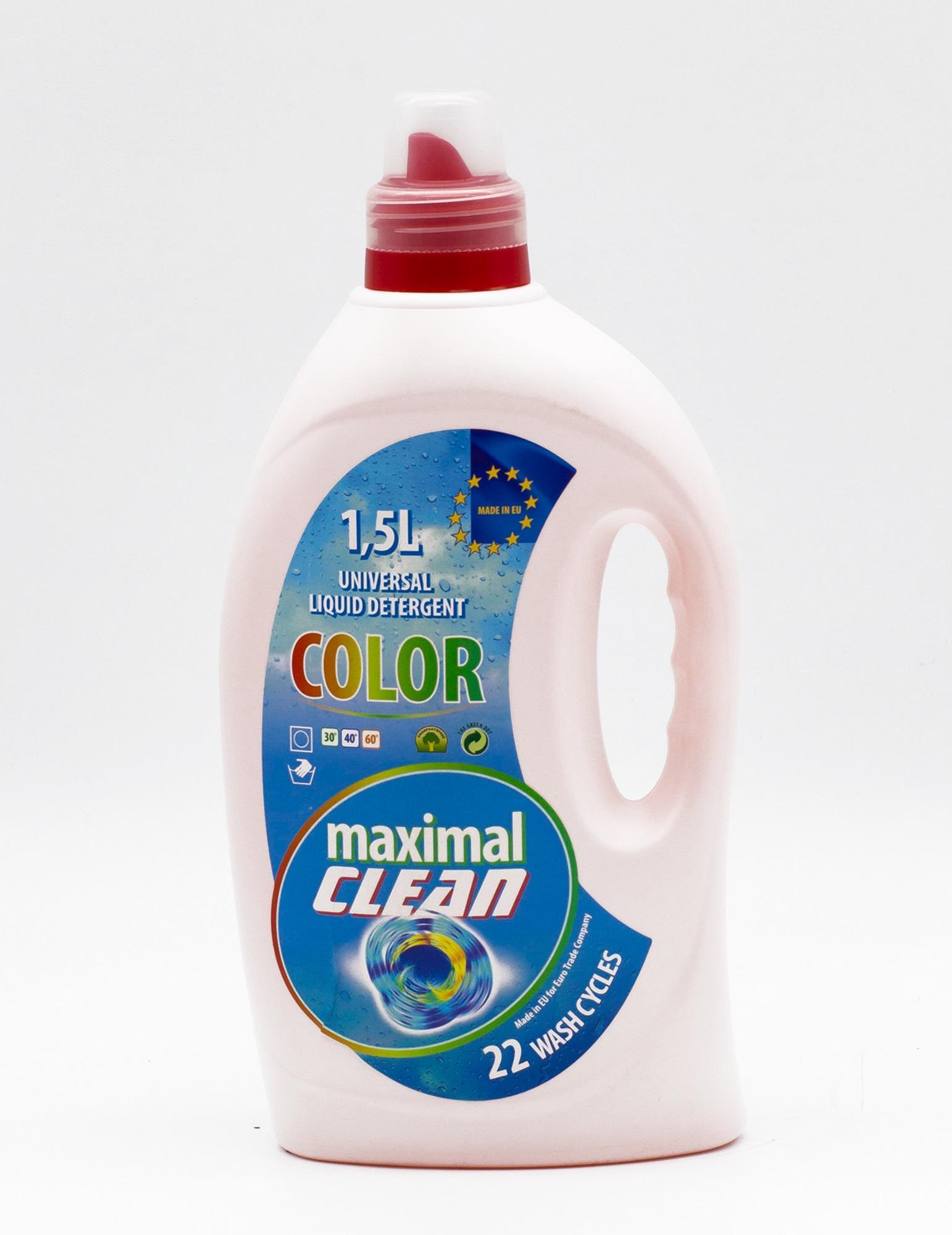 Универсальное моющее средство Maximal Clean для цветных тканей 1,5 л., ПЭТ