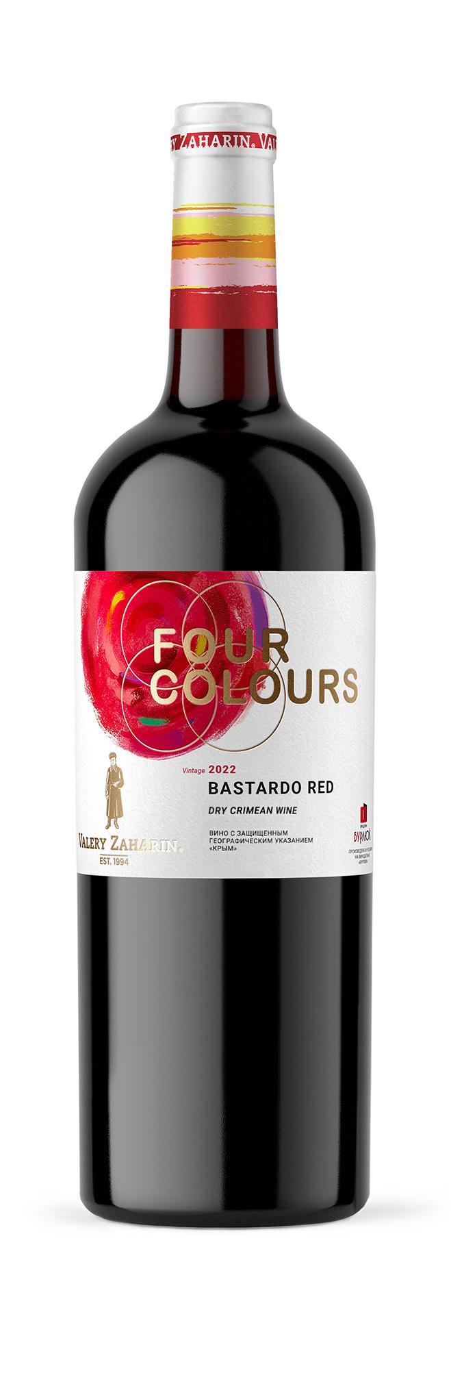 Вино с ЗГУ Четыре цвета Бастардо Ред красное сухое 750мл, Винодельня Бурлюк