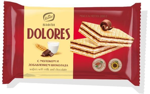 Вафли Долорес с молоком и добавлением шоколада 200 гр., флоу-пак