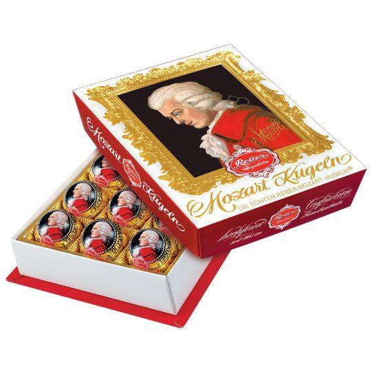 Конфеты шоколадные Reber Mozart 356 из горького шоколада с марципановой начинкой 240 гр., картон