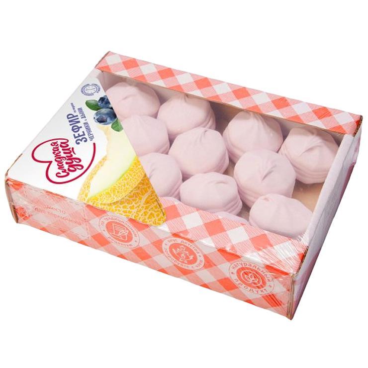 Зефир Сладкая душа неглазированный со вкусом черники и дыни 500 гр., картон