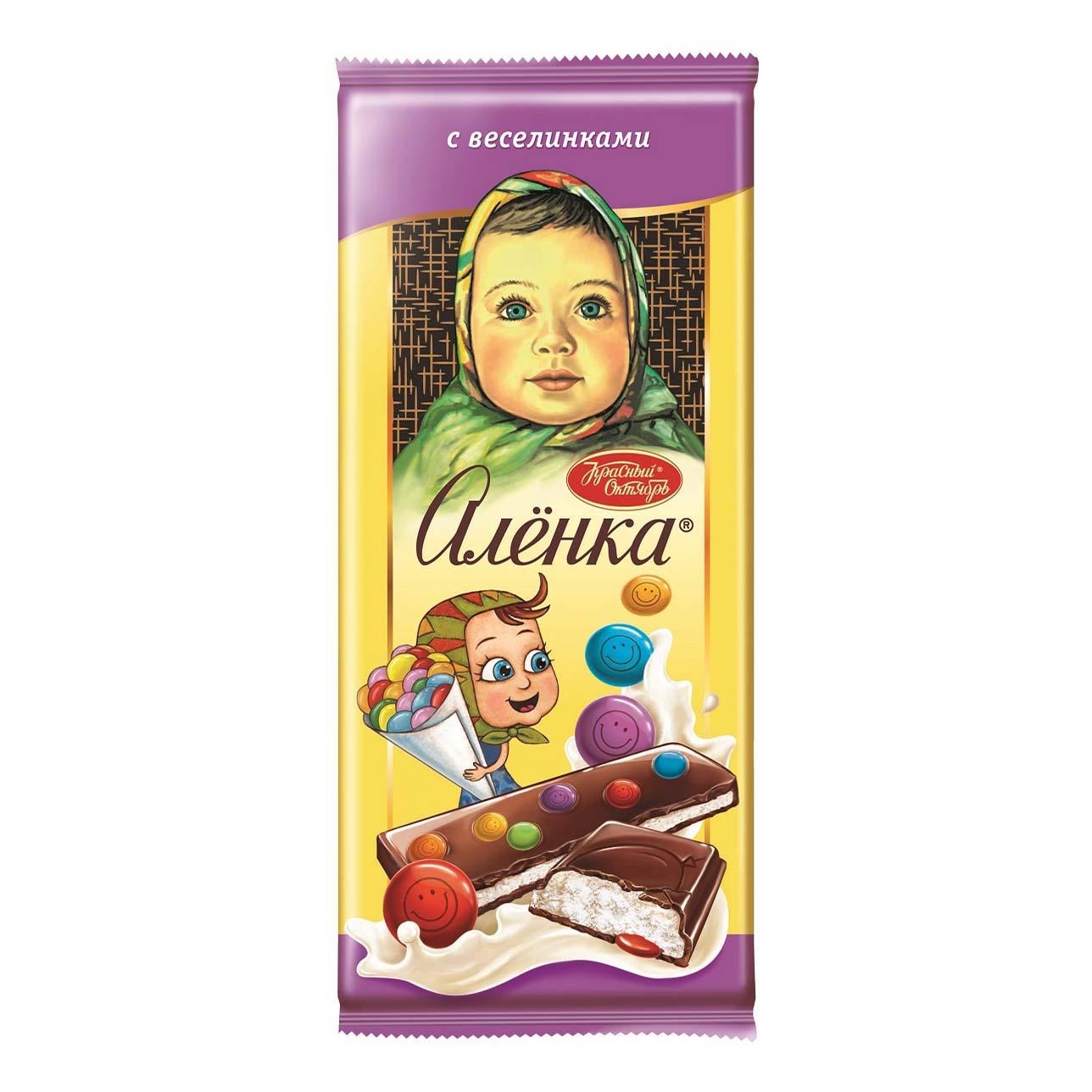 Шоколад Алёнка молочный с веселинками 87 гр., флоу-пак