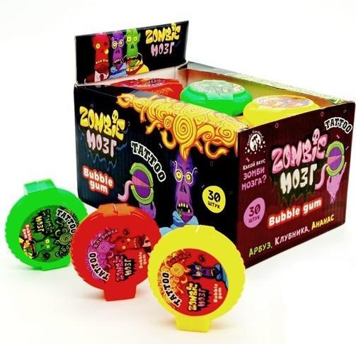 Жевательная резинка Zombi мозг Ассорти 12 гр., пластик