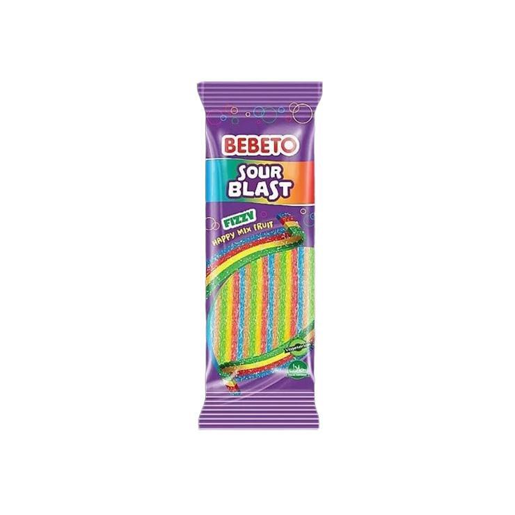 Мармелад жевательный Bebeto Super Belt Fizzy Mix Fruit тутти-фрутти 180 гр., флоу-пак