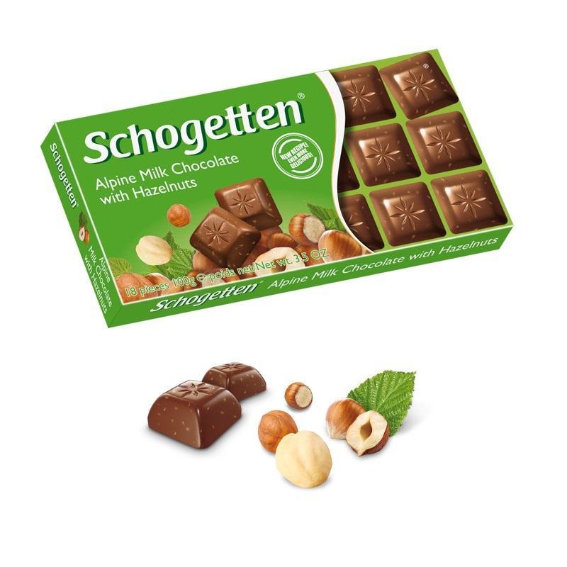 Шоколад Schogetten alpine milk молочный с фундуком 100 гр., картон