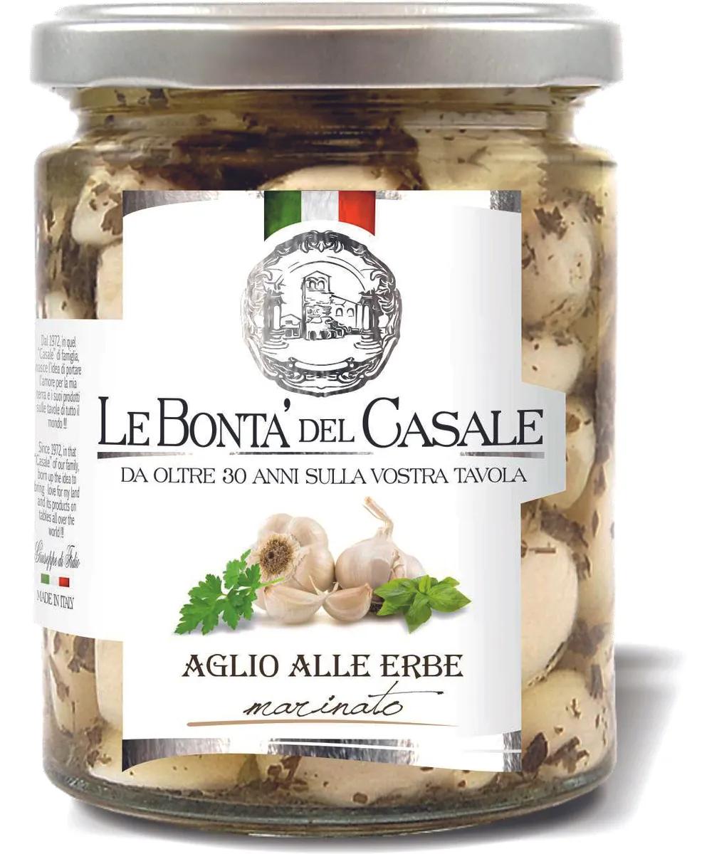 Чеснок Le Bonta' Del Casale мариннный с ароматными травами , 314 мл, стекло