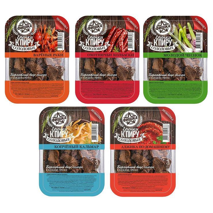 Гренки Фишка ассорти 80 гр., контейнер
