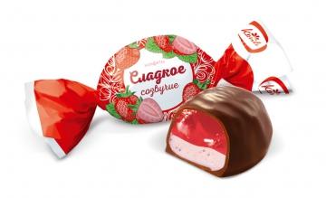 Конфеты Konti вкус клубника со сливками Сладкое Созвучие,  1 кг., флоу-пак