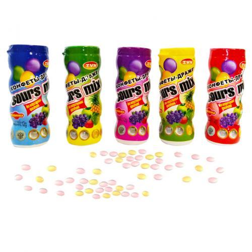 Драже ZVN Sours Mix лимон клубника черника 12 гр., ПЭТ
