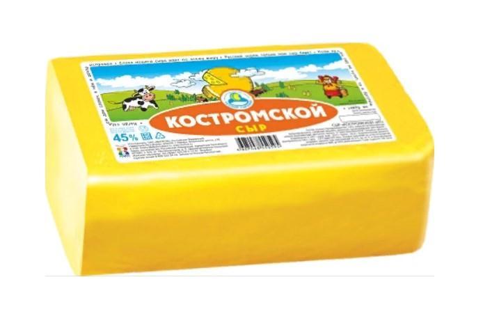 Сыр полутвердый Кезский сырзавод Костромской 45% 5 кг., брус