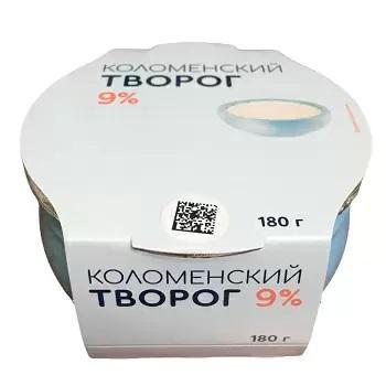 Творог Коломенский 9%ж 180 гр., стекло