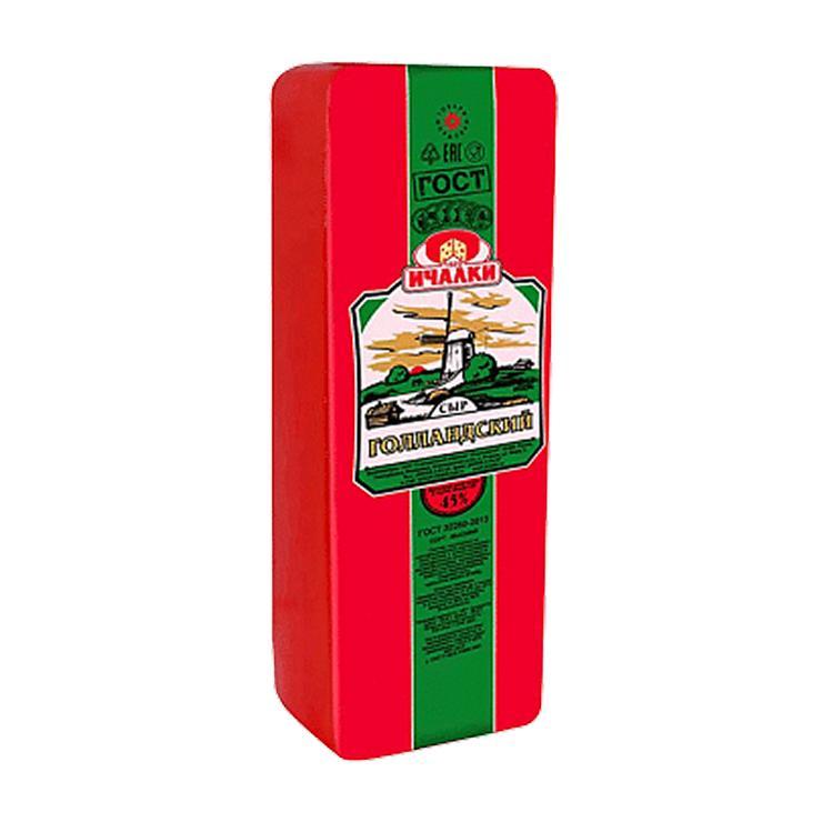 Сыр Ичалки Голландский 45% брус 3 кг., вакуум