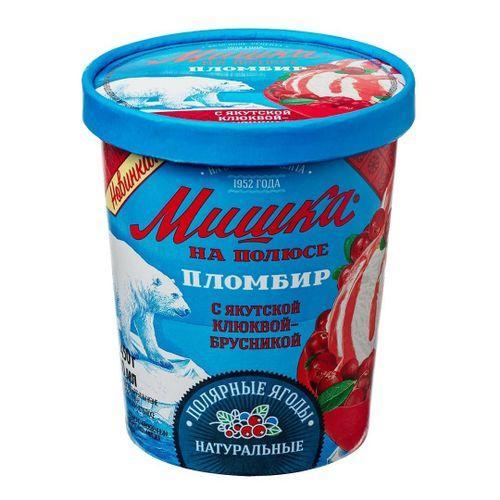 Мороженое пломбир Мишка на полюсе Клюква-брусника 250 гр., ПЭТ