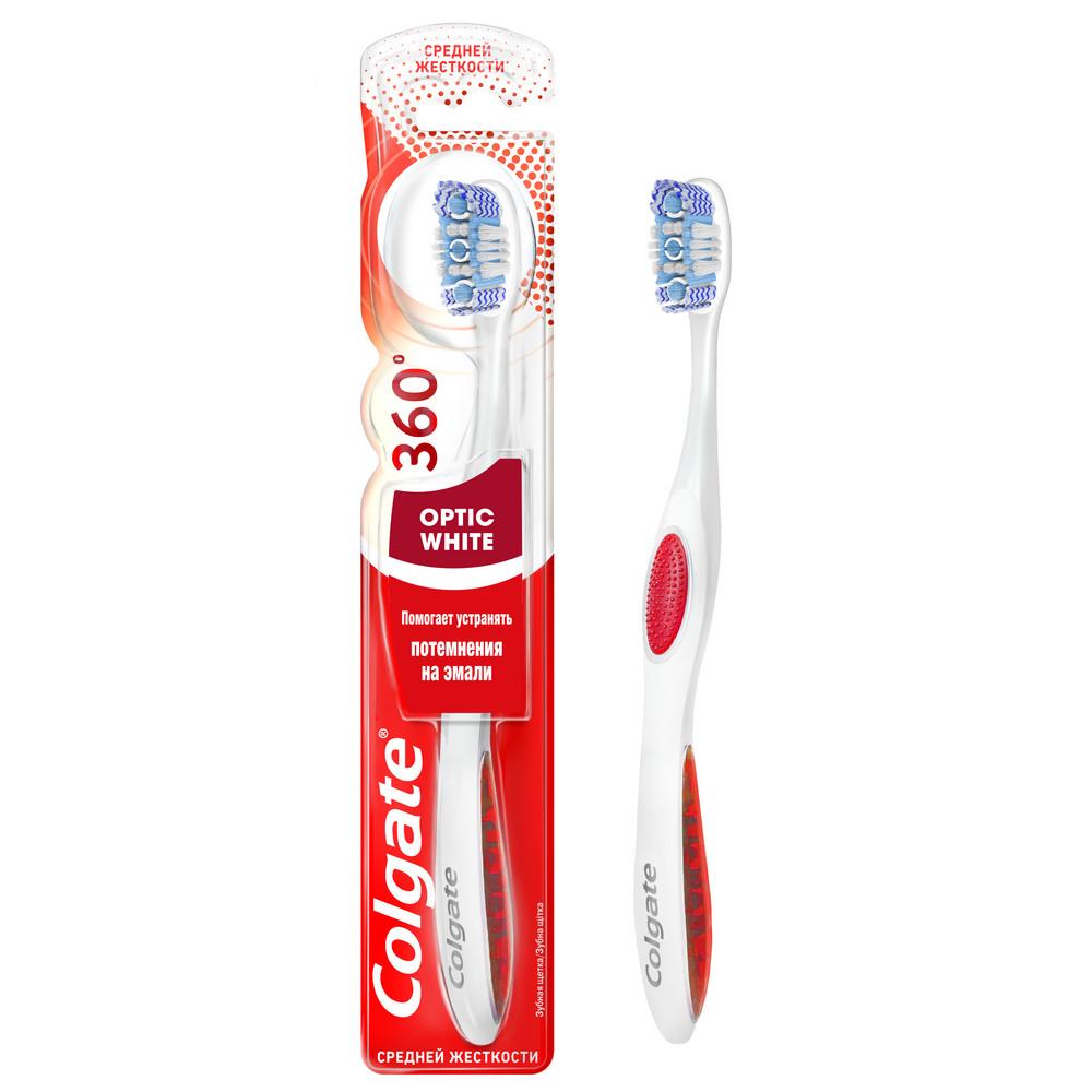 Зубная щетка Colgate 360° Optic White средней жескости, блистер