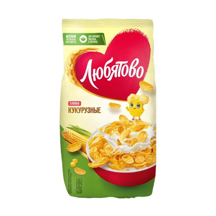 Сухой завтрак Любятово хлопья кукурузные 300 гр., флоу-пак